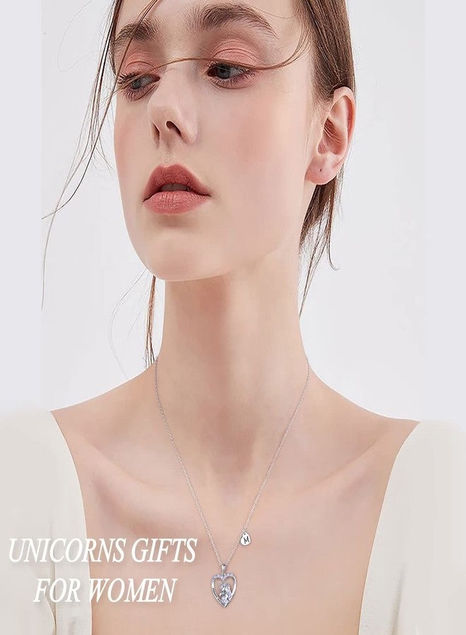 Hidepoo قلادة يونيكورن من هيديبو - قلادة فضية مرصعة بقلب من الزركونيا المكعبة - هدية مثالية لأعياد الميلاد - Image 3